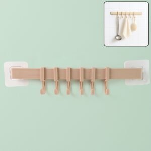 Self-Adhesive 6-Hook Wall Hanging Rack (1 Pc)