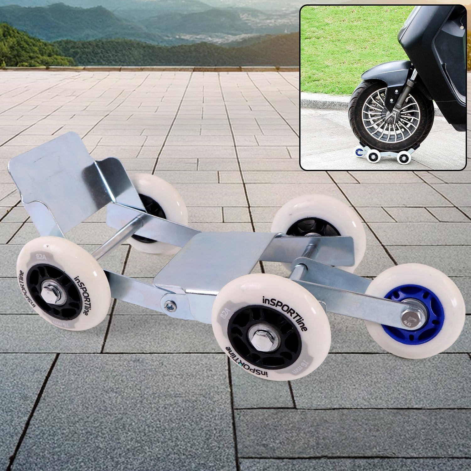 Universal Scooter/Bike Parking Support Roller with Heavy-Duty Wheels (1 Pc) - Image 4