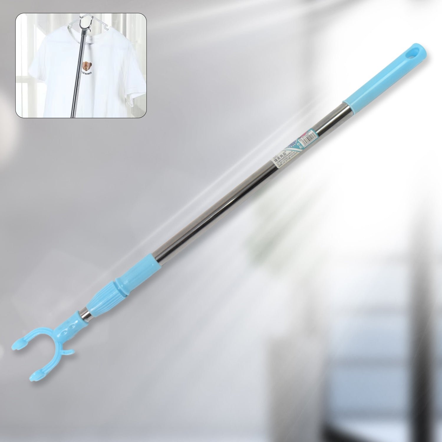 Stainless Steel Telescopic Pole Clothes Hooks Hanger (1 Pc / 1 Mtr.) - Image 3