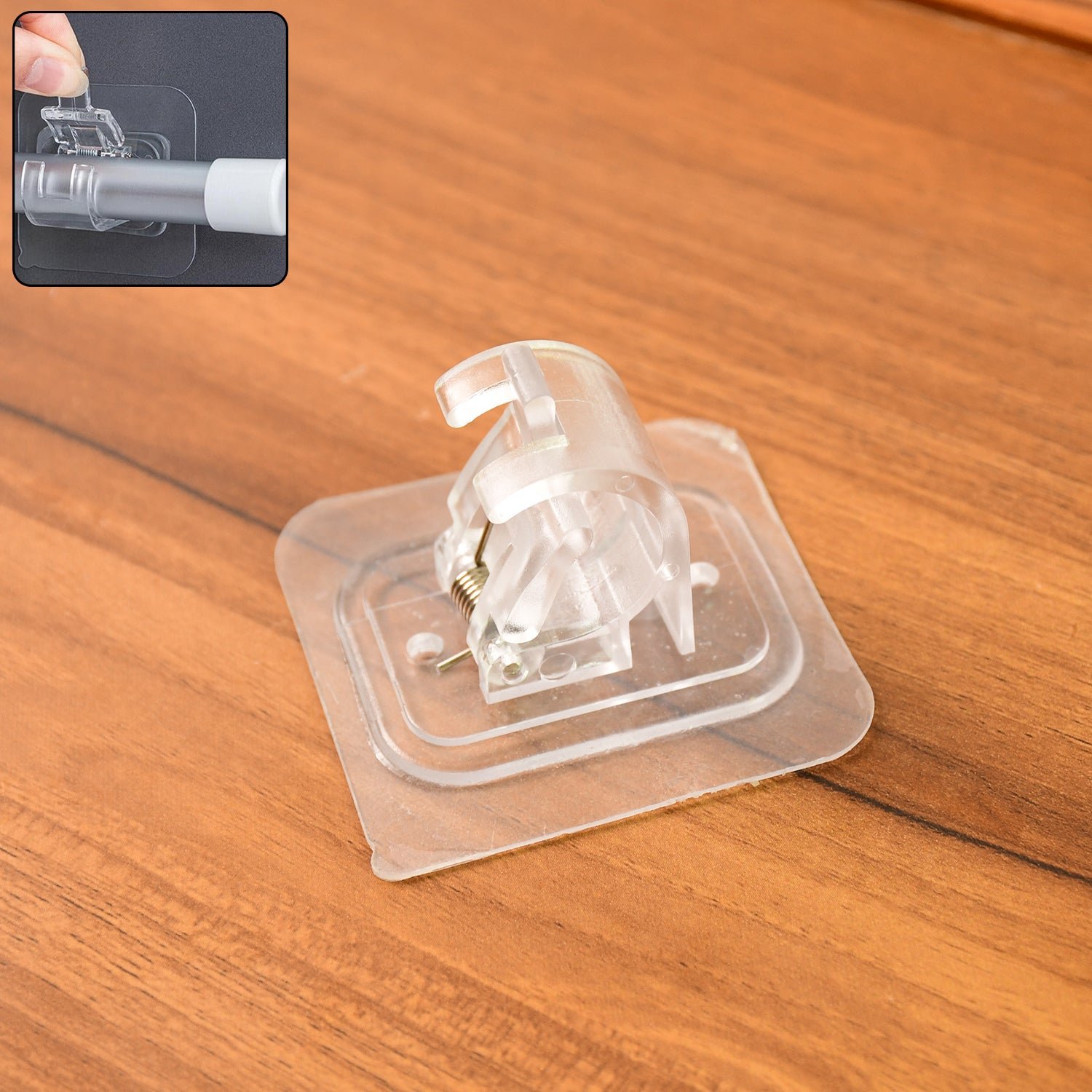 Wall Mount Transparent Self-Adhesive Clip with Strong Spring Grip - Image 3