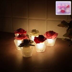 LED Rose Flower Decorative Flameless Tealight Candles - (6 Pc / Set)