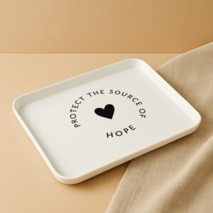 Elegant Printed Plastic Serving Tray with Motivational Quote