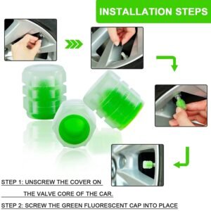 Tyre Valve Caps Luminous Glow Car Tire Air Stem Valve Cap Covers vaal cap ( 4 Pcs Mix Colour)