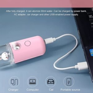 Portable Mini Facial Steamer – USB Rechargeable Nano Mist Sprayer with Cute Cartoon Design