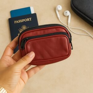 Premium Leather Zippered Card Holder & Accessories Case