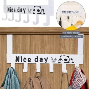 Heavy-Duty Carbon Steel Door Hook Hanger Rack (2 pc / 6 Hook / White)