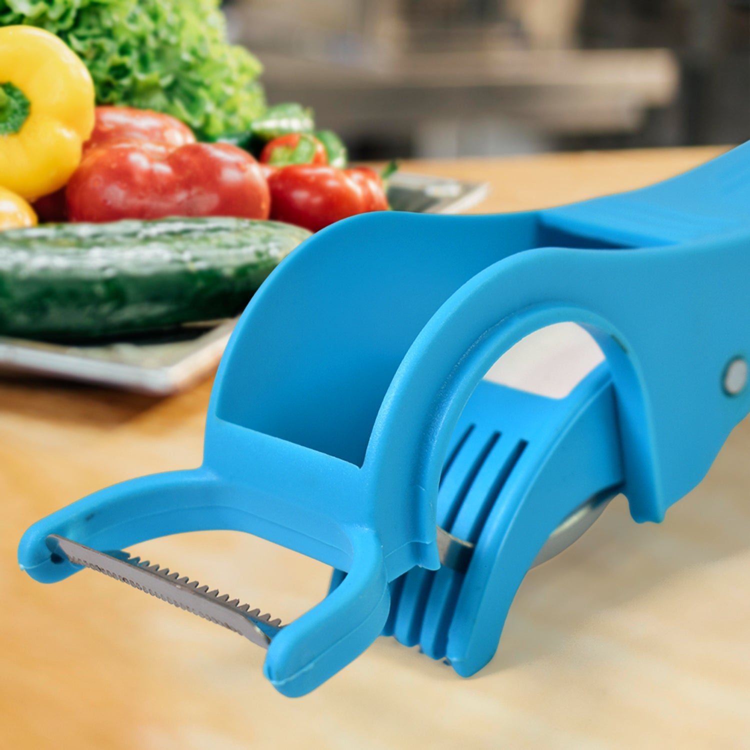 2 in 1 Vegetable & Fruit Multi Cutter 5 Blade Vegetable Cutter with Peeler (1 Pc / Multicolor) - Image 3