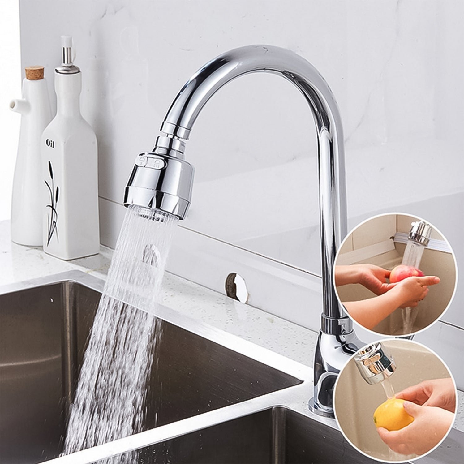 Plastic 360 Degree Rotating Water-Saving Faucet Sprayer Head (3.5 Inch) - Image 4