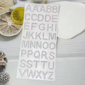 Silver Gem Letter & Numbers Stickers 1 Inch Letters, 130 Count (Pack of 6 Sheets)
