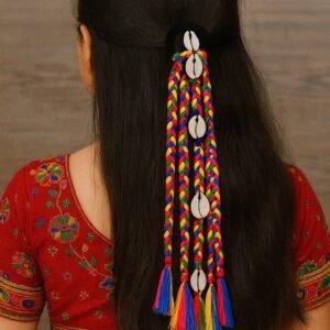 Traditional Multicolor Braided Hair Accessory Stylish Kodi String Bow (1 Pc)