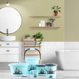 Plastic Bathroom Accessories Set (Mix Color / 6 Pc)