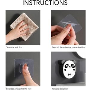 Plastic Cute Panda Soap Box – Wall Mounted Flip-Top Drain Soap Case (1 Pc)