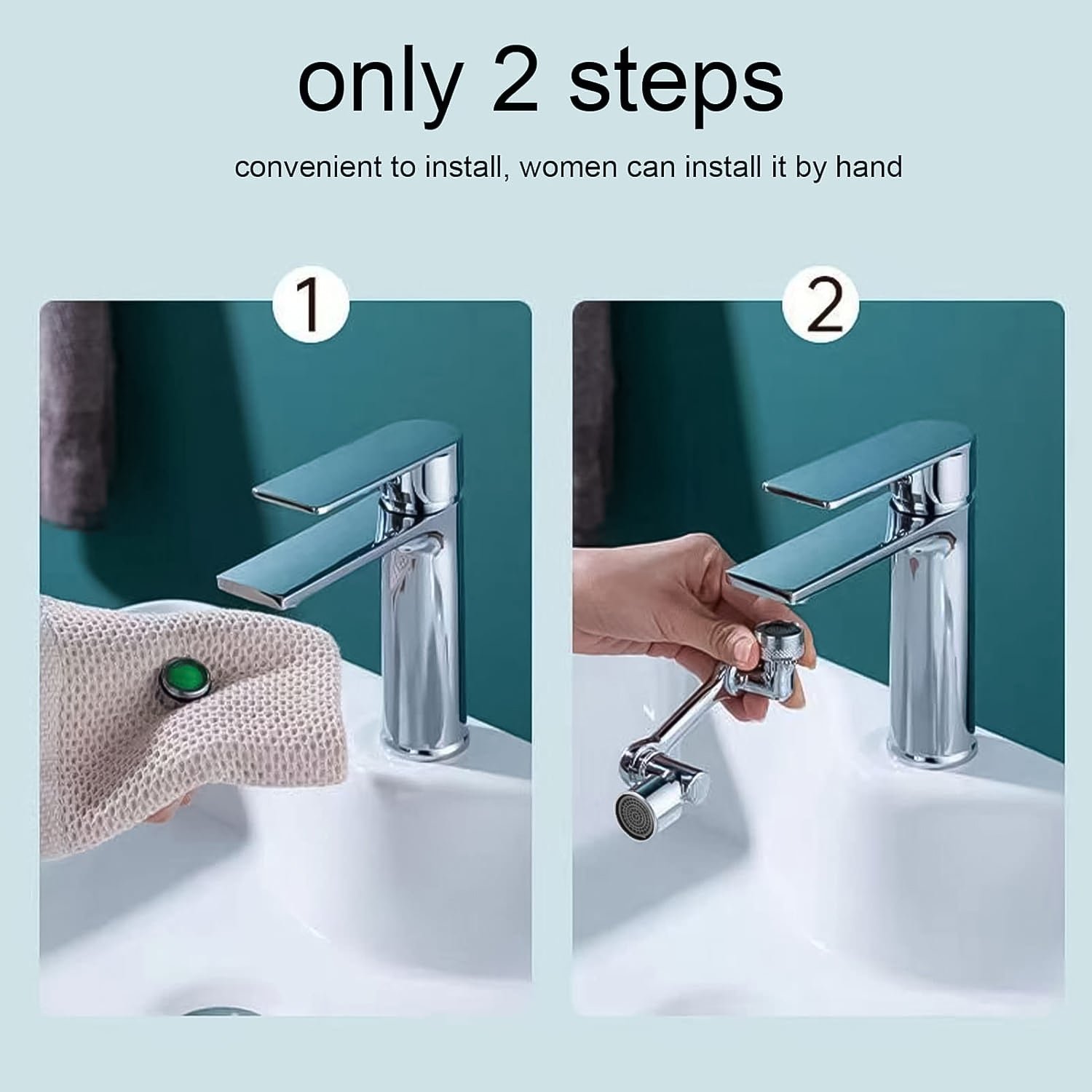 Splash Faucet Filter Faucet, 1080 Rotating Faucet Sprayer Head (1 Set) - Image 3