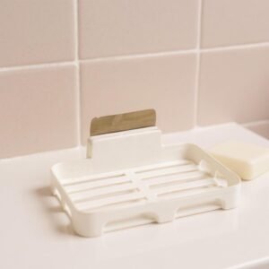 Self-Adhesive Wall Mount Plastic Soap Dish with Drain Slots