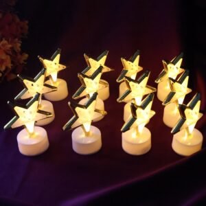 Decorative Star Shaped Flameless LED Candles (12 Pc)