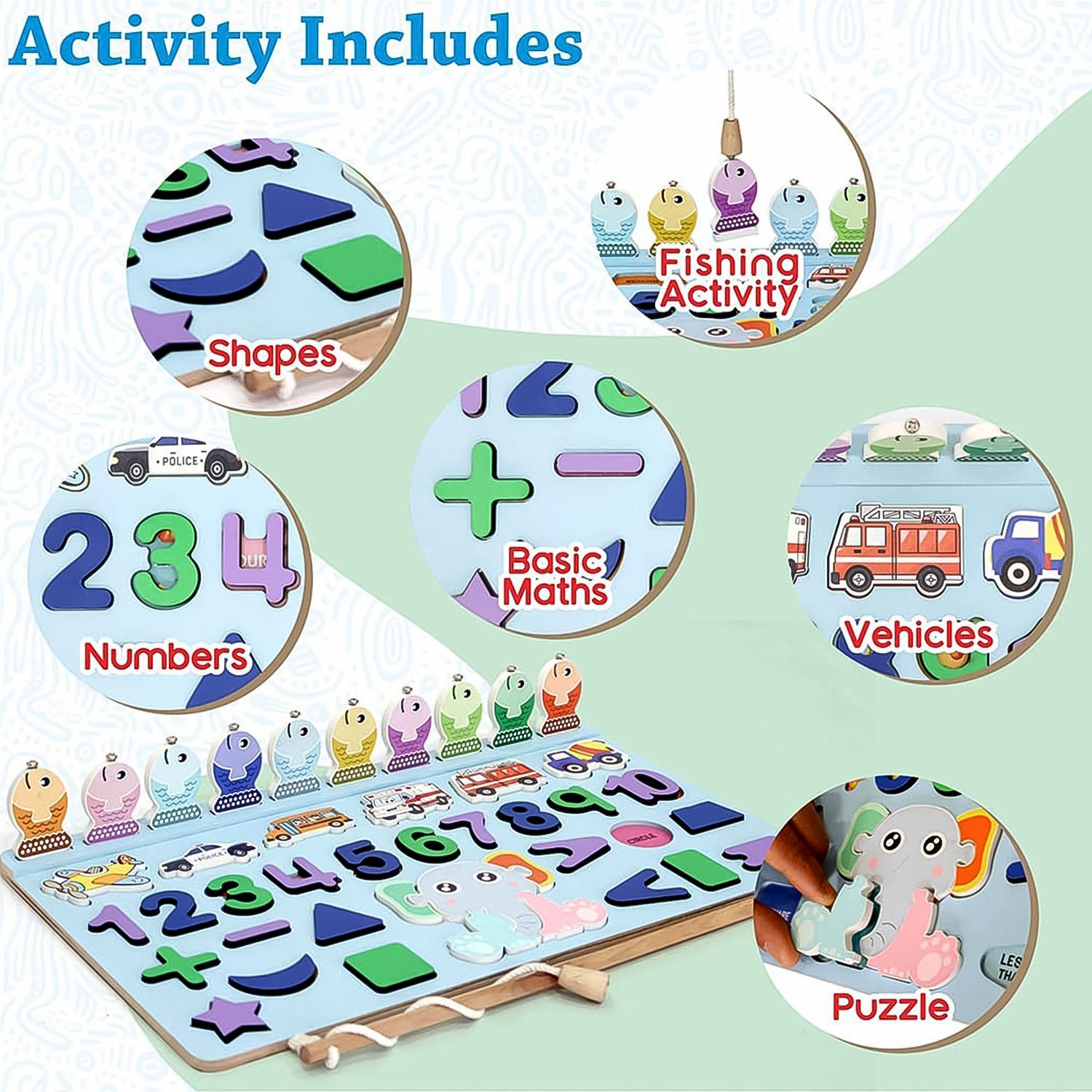 Wooden Number Puzzle Match Board and magnetic rod - Image 4