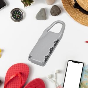Silver Tone Motorcycle Bike Helmet Lock Portable 3 Digit Security Resettable Lock Anti-Theft Luggage Lock
