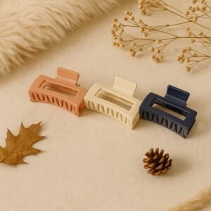 Matte Finish Rectangle Hair Claw Clip for Women and Girls – Assorted Color Pack – 12 Pc