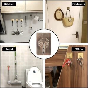 Plastic Adhesive Sticky Waterproof and Oil Proof, Wall Hook (5.5Ă—3.5 Cm & 10 Pc)