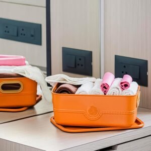 3-Piece Plastic Multipurpose Storage Basket Bin Set with Handle (3 Pcs Set)