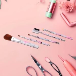 Floral Makeup Brush Set for Eyes, Lips, and Face (5 Pc)