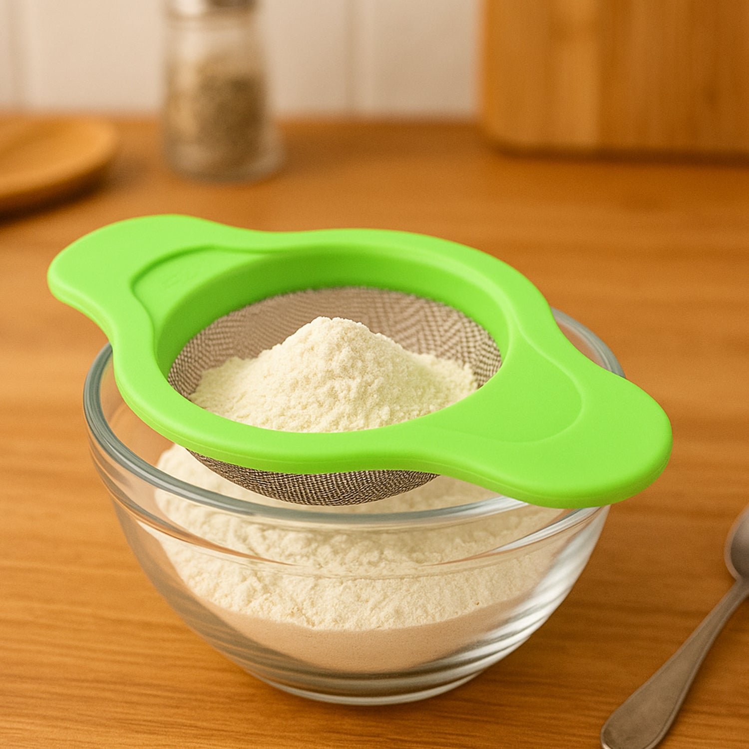 Supermom Stainless Steel Mesh Strainer with Dual Handle Plastic Frame (1 Pc) - Image 6