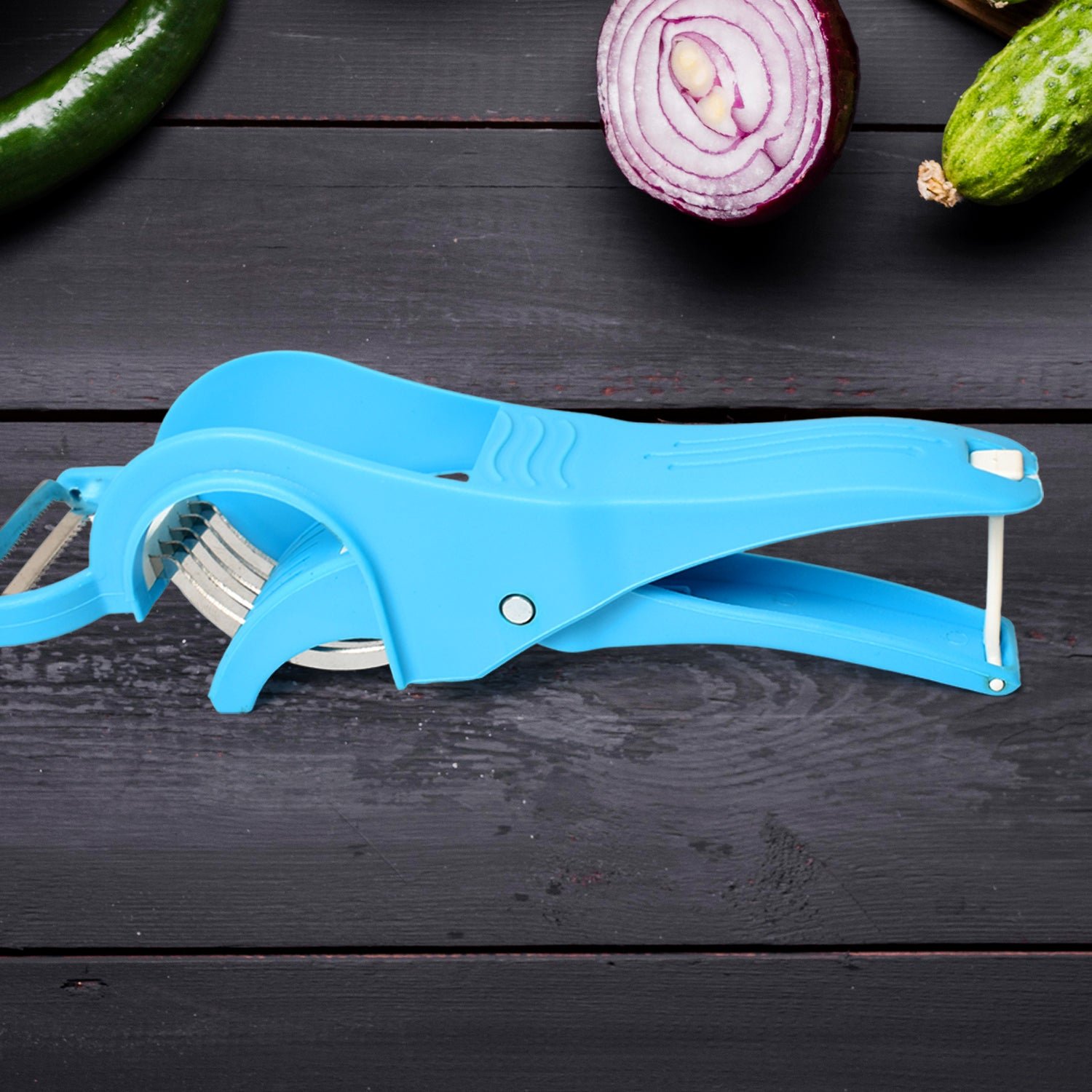 2 in 1 Vegetable & Fruit Multi Cutter 5 Blade Vegetable Cutter with Peeler (1 Pc / Multicolor) - Image 4