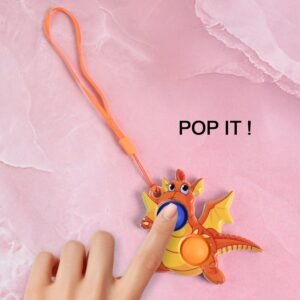 2-Bubble Dragon-Shaped Push Pop Fidget Toy with Strap (1 Pc)