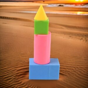 3D Shapes Multicoloured Pattern Building Blocks Toy Solid Figures (6 Pcs Set)