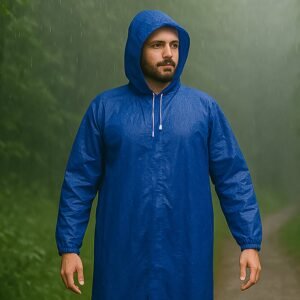 Large Durable Waterproof Hooded Raincoat For Men (1 Pc)