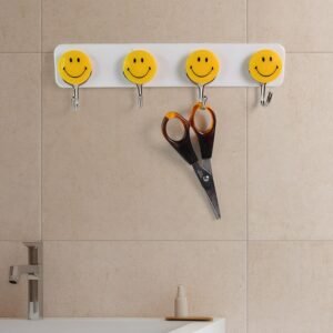 Multipurpose Self-Adhesive 4 hooks for wall Hook (1 Pc)