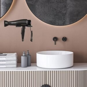 Hair Dryer Holder Wall Mounted Space Plastic Drill Blow Dryer Organizer Rack for Hair Tool Bedroom Bathroom