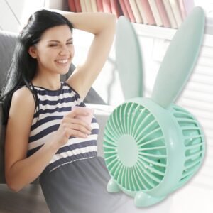 Cute Rabbit USB Desk Fan for Kids & Camping (1 Pc, Plastic, Mist Air)