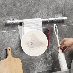 Wall Mount Transparent Self-Adhesive Clip with Strong Spring Grip