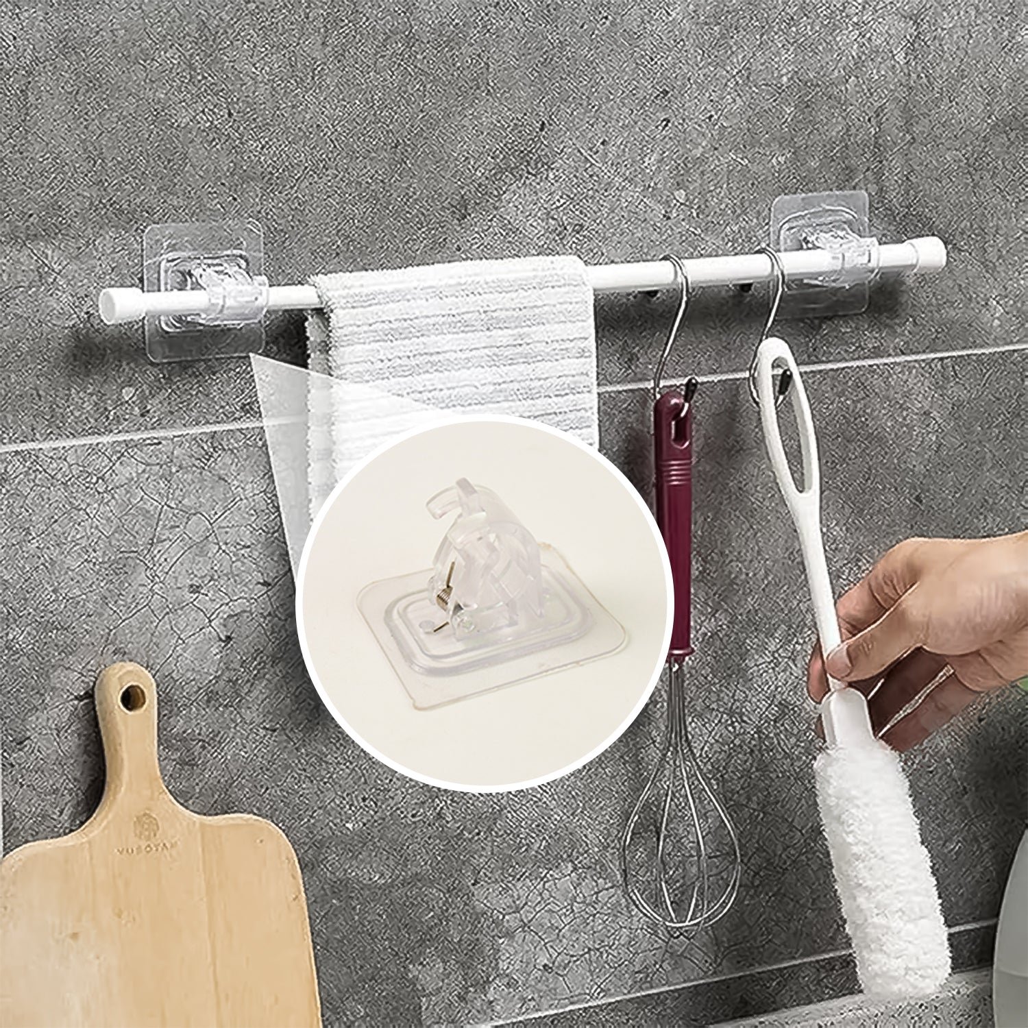 Wall Mount Transparent Self-Adhesive Clip with Strong Spring Grip - Image 4