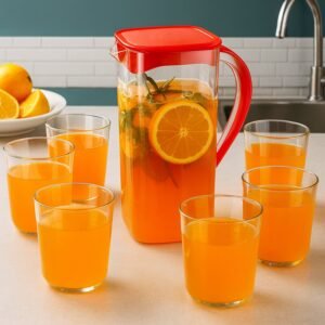 Supermom Plastic Marina Jug with 6 Glass Set