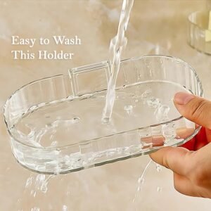 Self Adhesive Transparent Wall Mounted Soap Dish Holder (2 Pc)