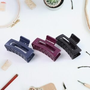 Matte Finish Rectangle Hair Claw Clip for Women and Girls – Assorted Color Pack – 1 Pc
