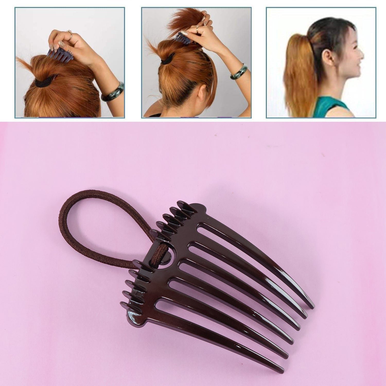 Ponytail Comb with Elastic Loop - (1 Pc) - Image 3