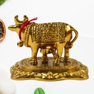 Metal Golden Kamdhenu Cow with Calf (1 Pc)