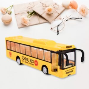 Inertia Bus Toys , High Simulation Yellow Fine Details Mini Bus Model Car Toys Prizes for Gift Collections
