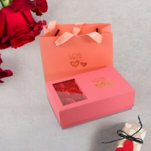 Jewellery Gift Box with Lids & Roses Packaging Box with 6 Roses (1 Set)