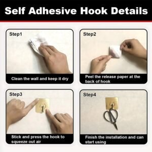 Plastic Adhesive Sticky Waterproof and Oil Proof, Wall Hook (5.5Ă—3.5 Cm & 10 Pc)