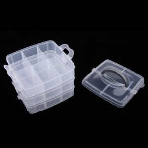 3-Tier 18 Sections Transparent Stackable Adjustable Compartment Slot Plastic Craft Storage Box