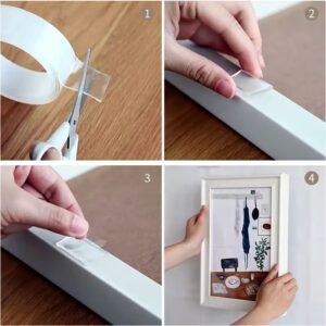 Sticky Double Sided Tape Washable Adhesive Tape Reusable (Thin / 6.5×3 Cm / 1 Pc)