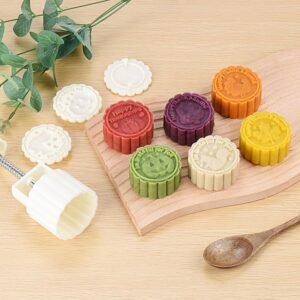 Mooncake Press Mold with 4 Stamps set