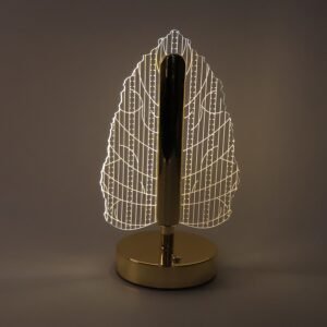 Elegant Plastic LED Table Lamp with Leaf Design Shade (1 Pc)