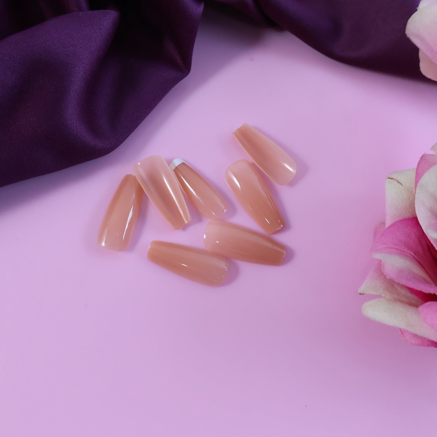 Elegant Nude Glossy Artificial Nail Tips fake nails (24 Pc Set) - Image 7