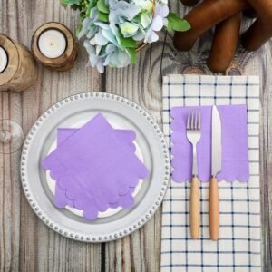 Lilac Scalloped Disposable Paper Napkin (23 x 23 cm / 120 Pc)