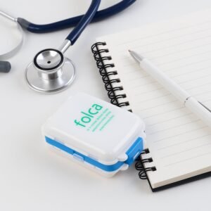 Portable Blue Dual-Sided Pill Organizer Box (1 Pc)